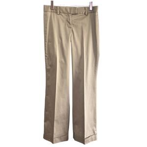 J. Crew Stretch City Fit Khaki Wide Leg Cuffed Pants Sz 4 Career Wear Office
